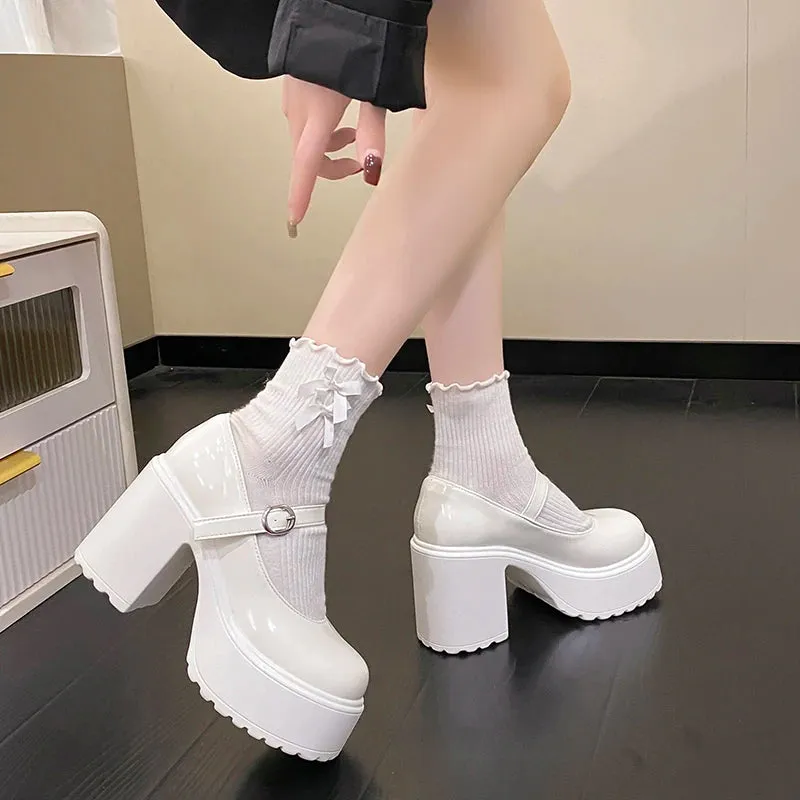 Chunky High Heels Buckle Strap Mary Jane Shoes