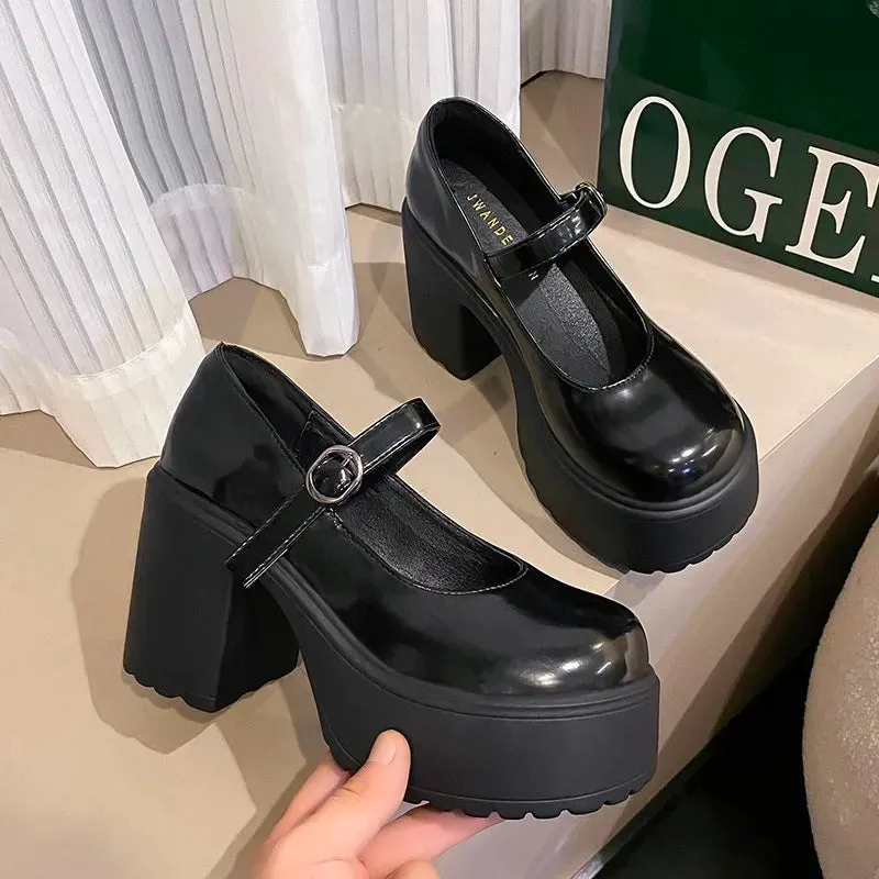 Chunky High Heels Buckle Strap Mary Jane Shoes