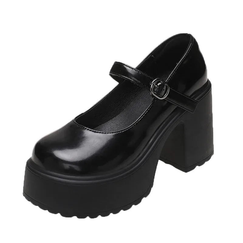 Chunky High Heels Buckle Strap Mary Jane Shoes