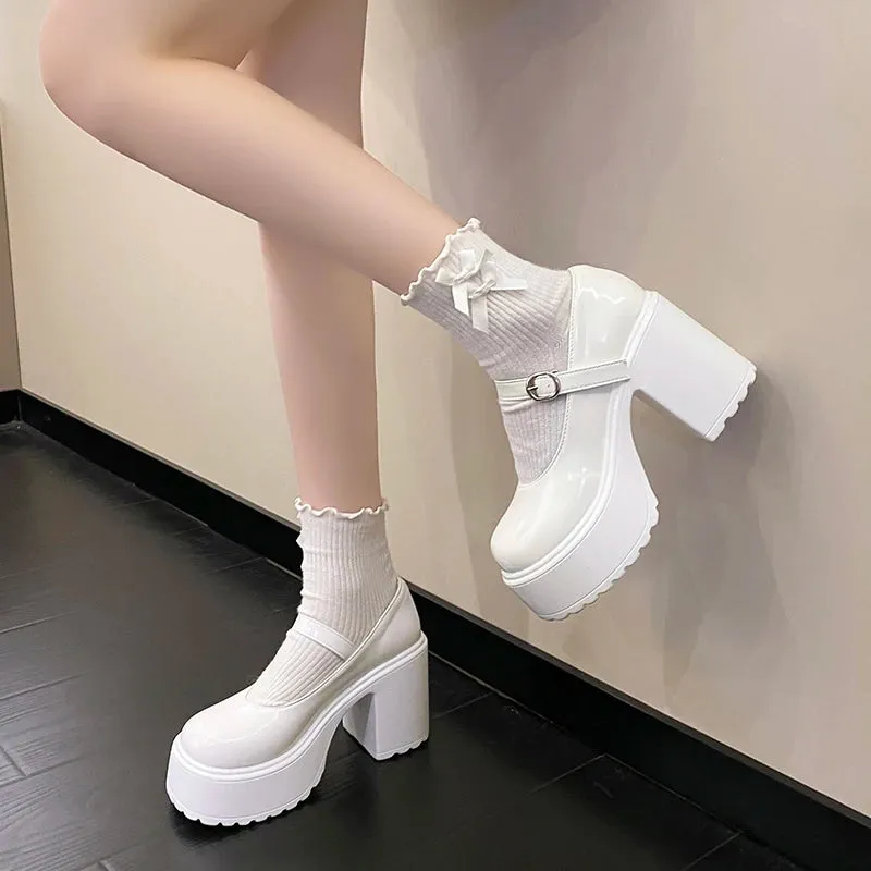 Chunky High Heels Buckle Strap Mary Jane Shoes