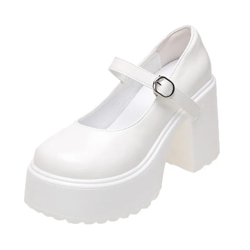 Chunky High Heels Buckle Strap Mary Jane Shoes