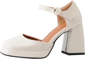 Chunky High Heels Closed Round Toe Ankle Strap D'Orsay Pumps