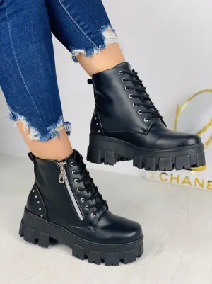 Chunky Platform Black Combat Boots