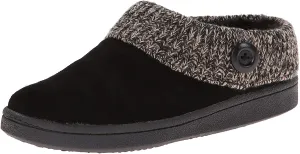 Clarks Women's Fairisle Scuff Leather Slipper Mules Sweater Cuff Clog (11, Black)