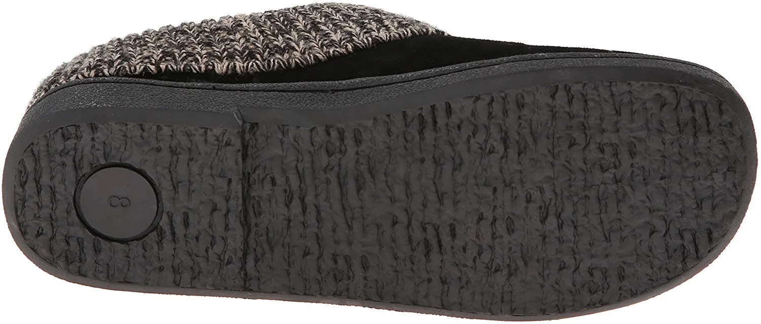 Clarks Women's Fairisle Scuff Leather Slipper Mules Sweater Cuff Clog (11, Black)