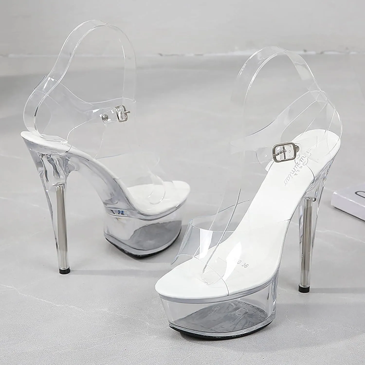 Clear Heels for Women Clear Platform Heels Ankle Strap Sexy High Heel Sandals Open Toe Heels Stiletto for Women