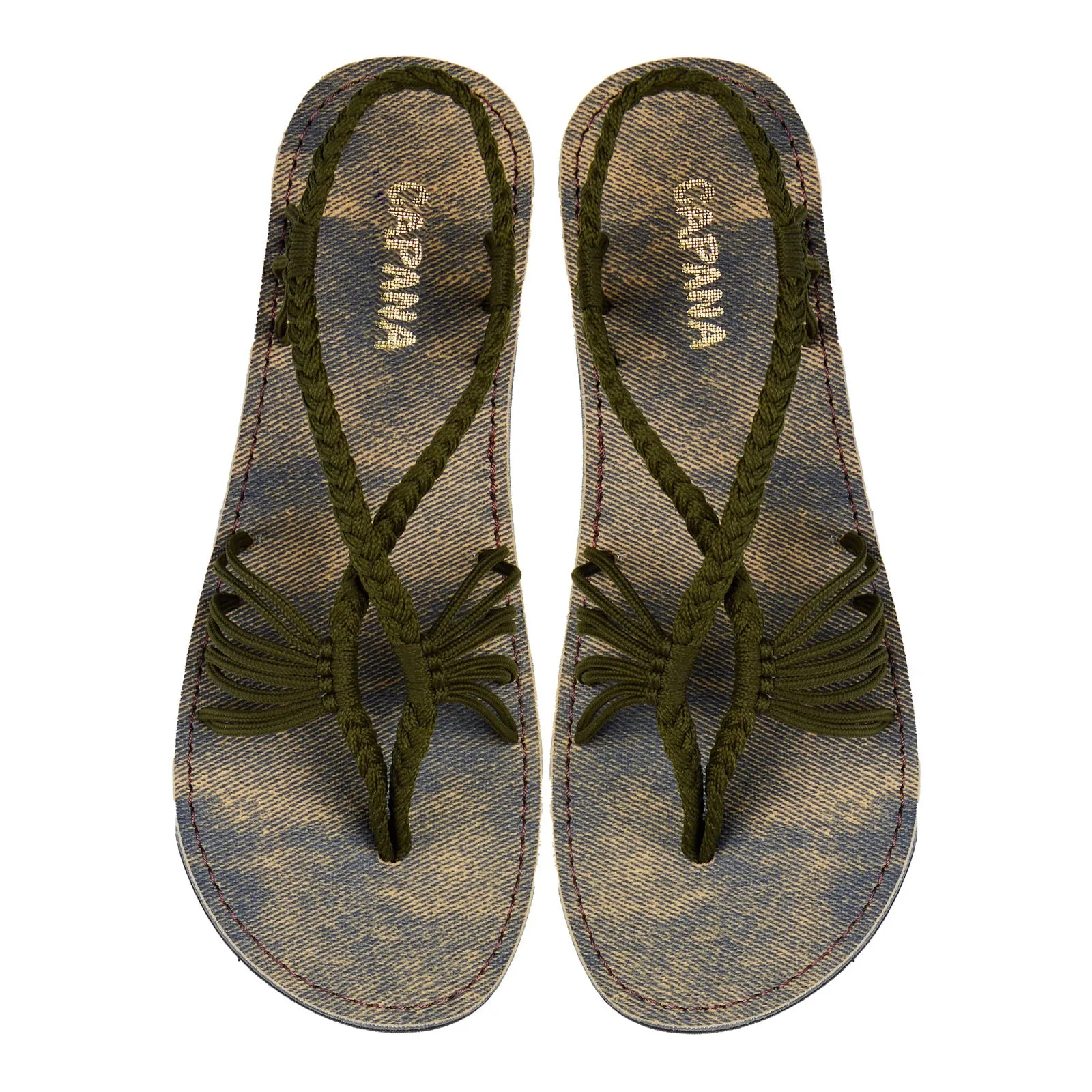 Cocoon- Olive Jeans Rope Sandals