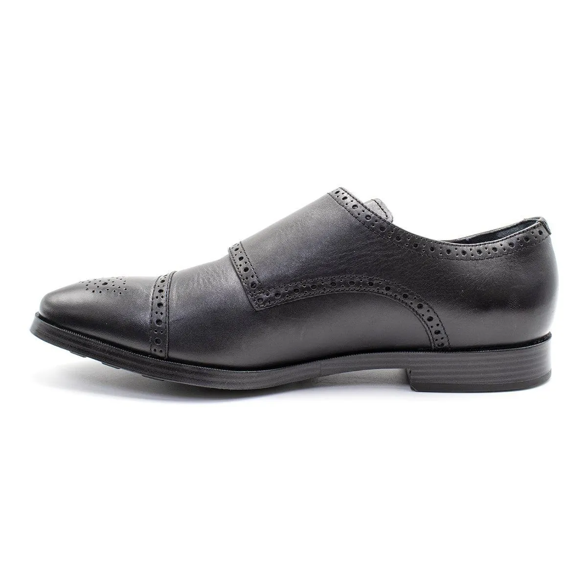 Cole Haan Jefferson Grand Double Strap Monk Strap Shoes Leather Black Colour For Men