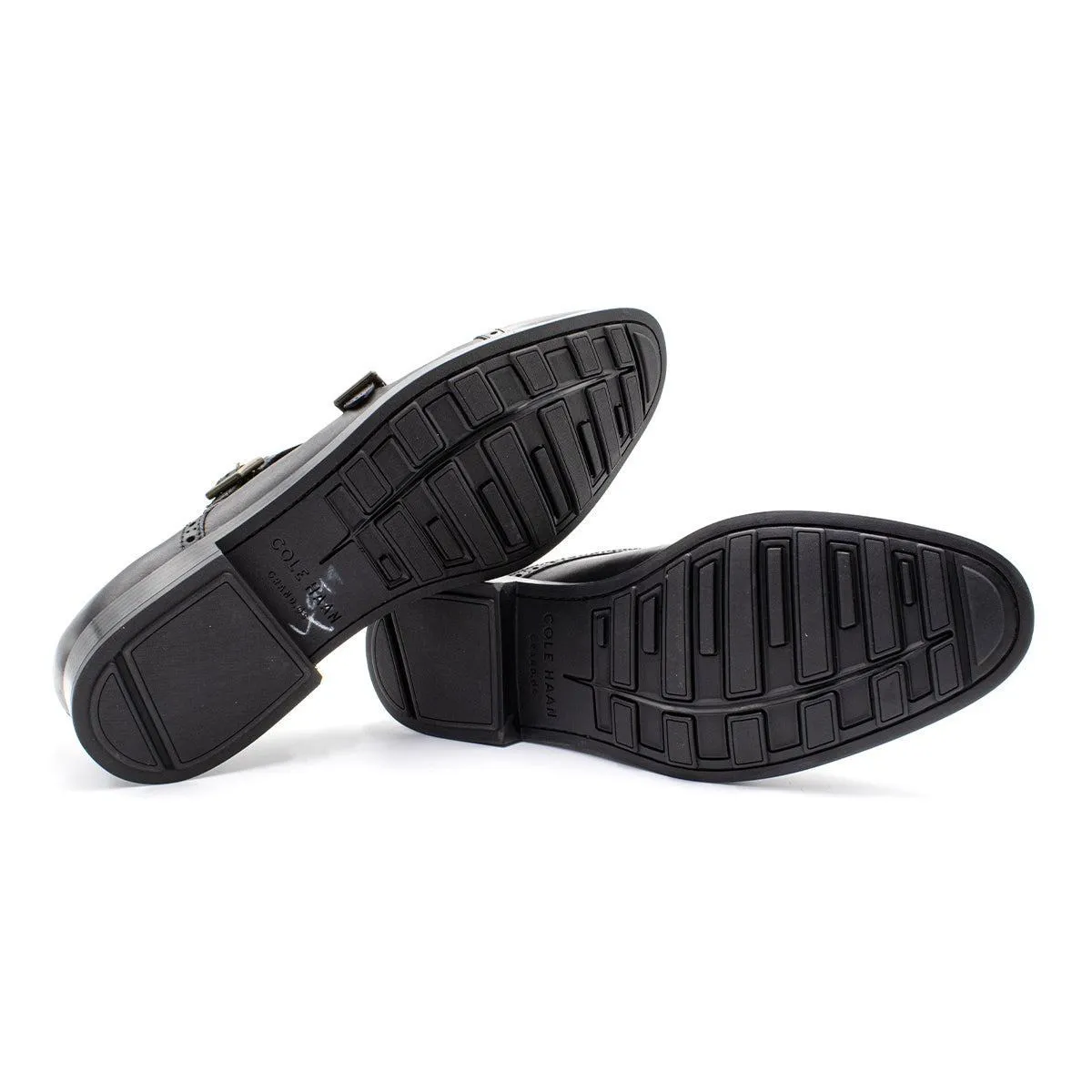Cole Haan Jefferson Grand Double Strap Monk Strap Shoes Leather Black Colour For Men