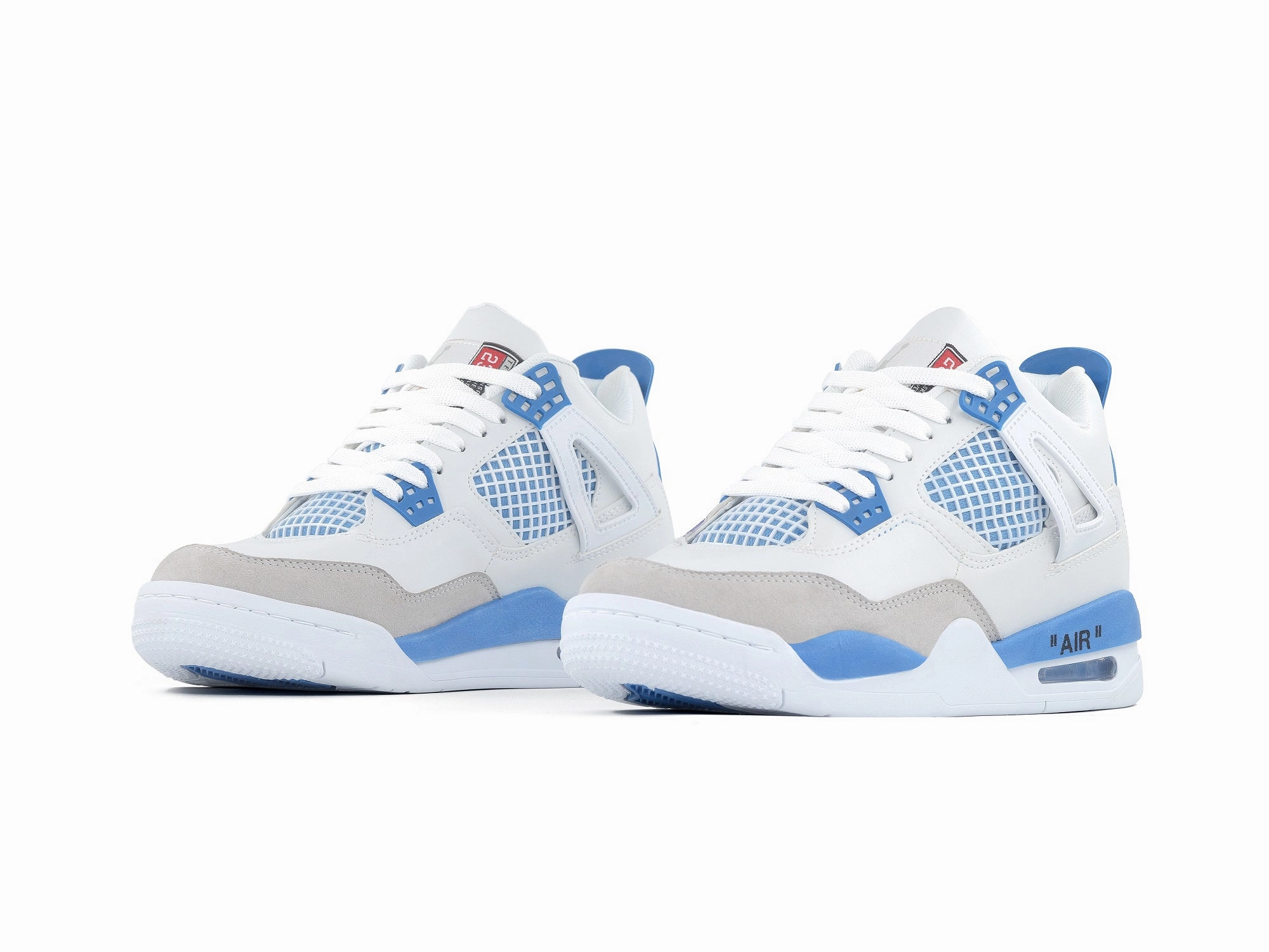 Tenis Retro 4 Blanco Azul Heel Counter Structure Square Toe