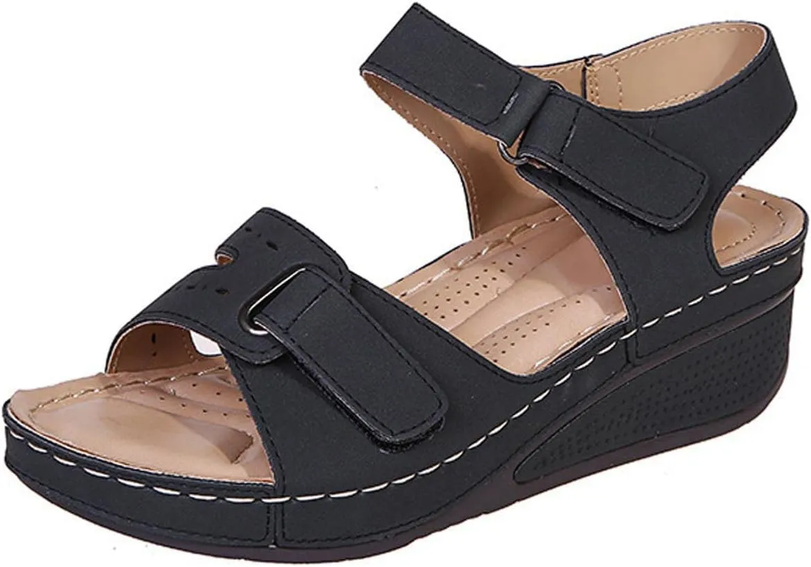 Comfortable Sandals for Women Adjustable Platform Wedge Sandals Arch Support Open Toe Slides Cushioned Design