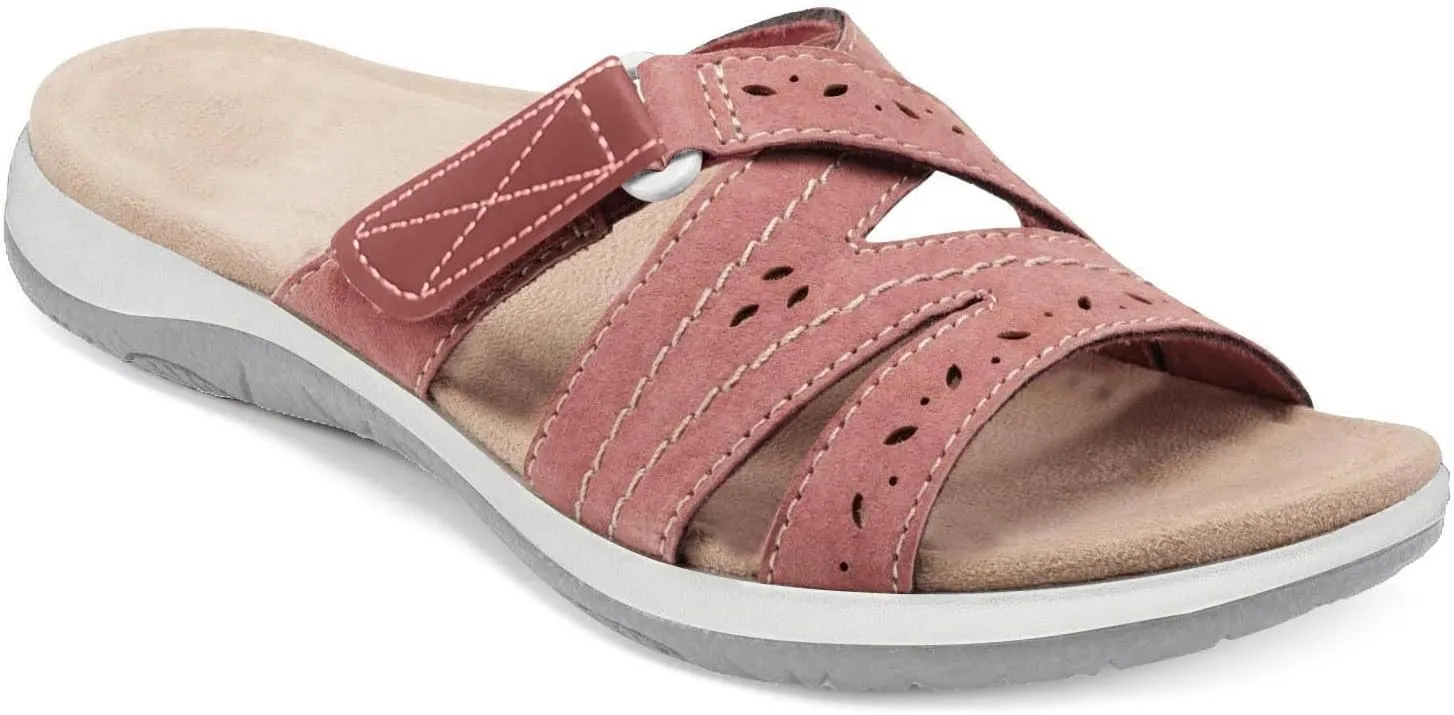 Comfortable Sandals for Women Arch Support Slides Adjustable Walking Flats Open Toe Cushioned Summer Shoes