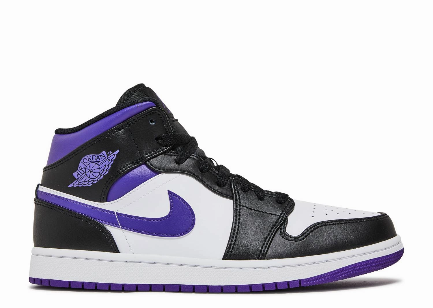 Rocker sole geometry Multipurpose Air Jordan 1 Mid "Court Purple" (Myrtle Beach Location)