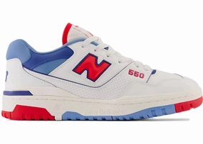 New Balance 550 White True Red Atlantic Blue Ventilated Design