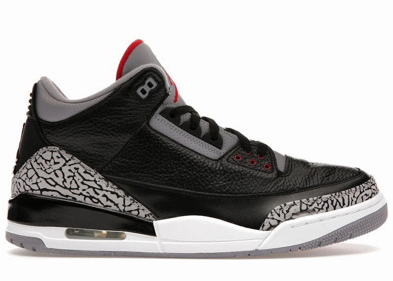 routine reinforced heel shoes Jordan 3 Retro Black Cement (2011) (Replacement Box)