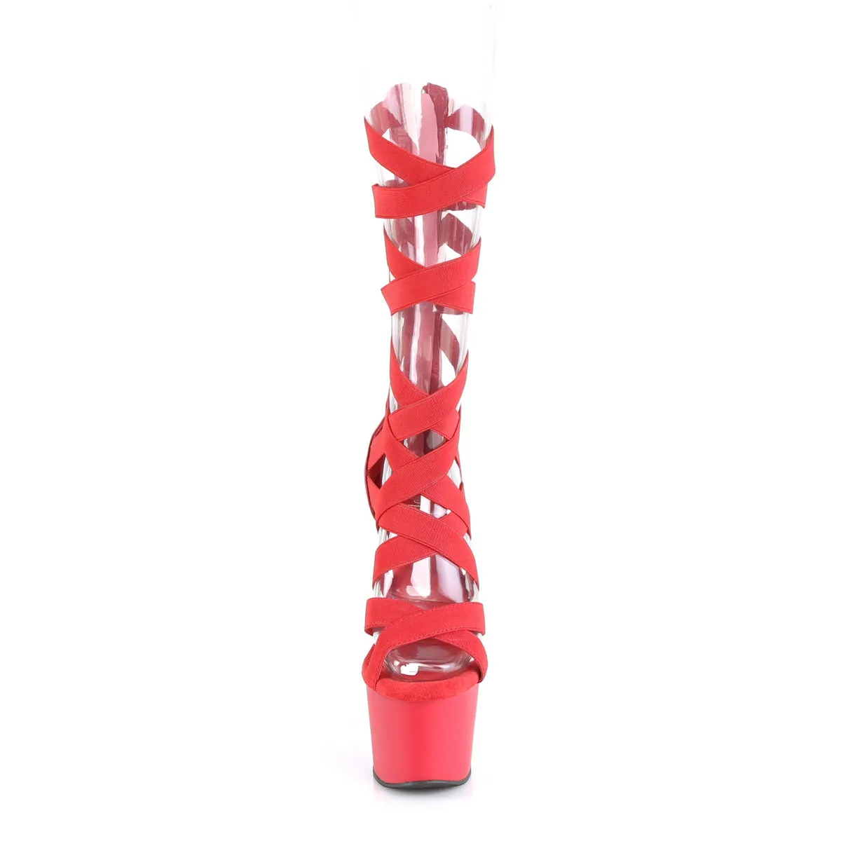 Criss Cross Bootie Sandals Red (Pleaser Adore-700-48)