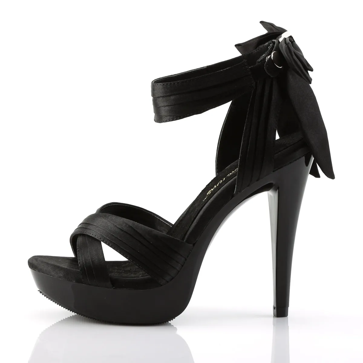 Criss Cross Pleated Straps Platform Black Sandals