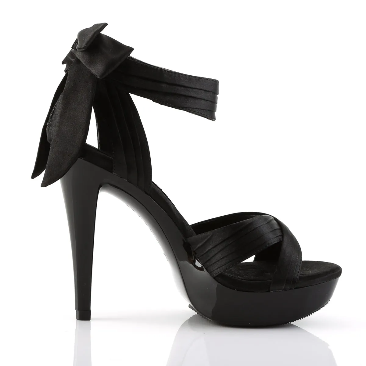 Criss Cross Pleated Straps Platform Black Sandals