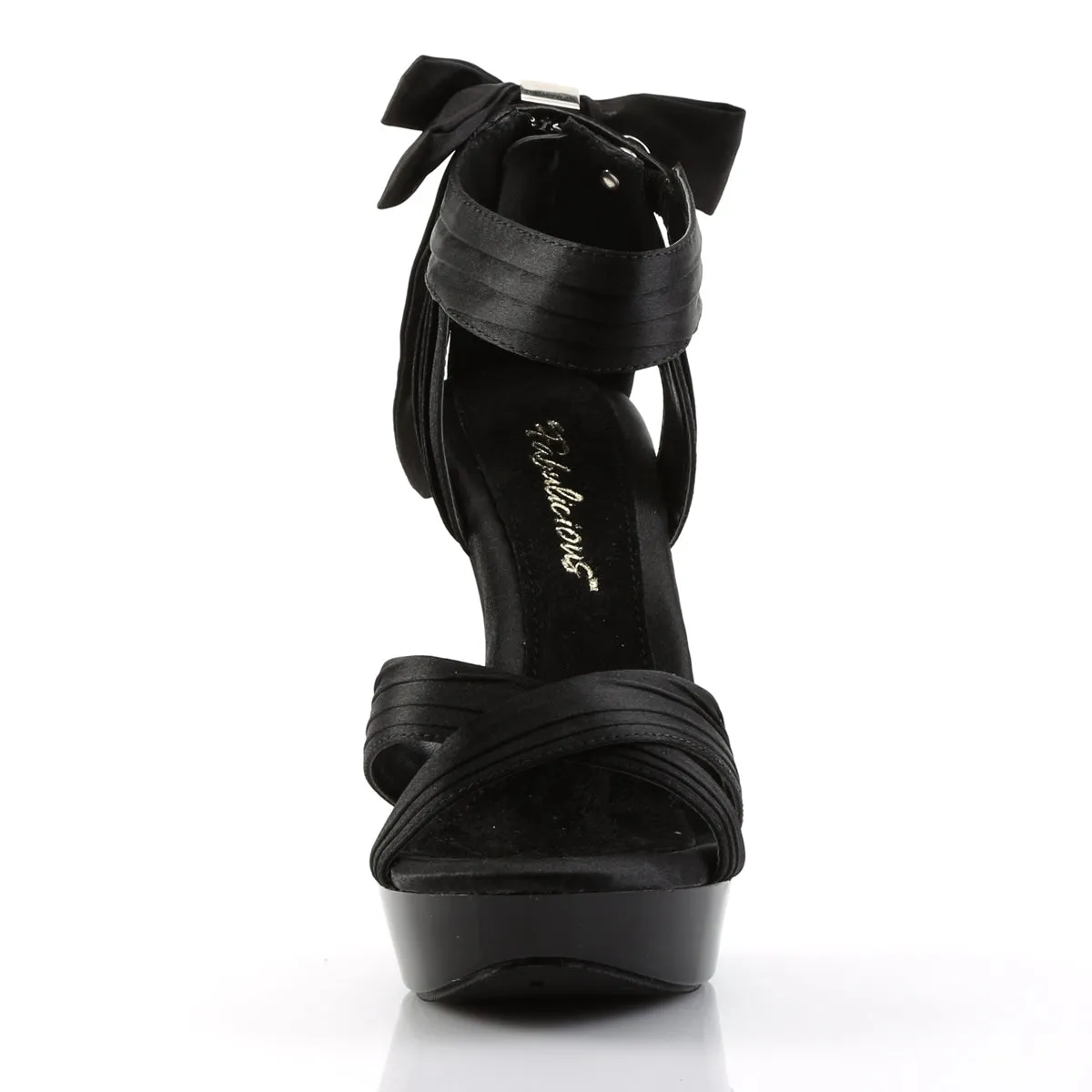 Criss Cross Pleated Straps Platform Black Sandals