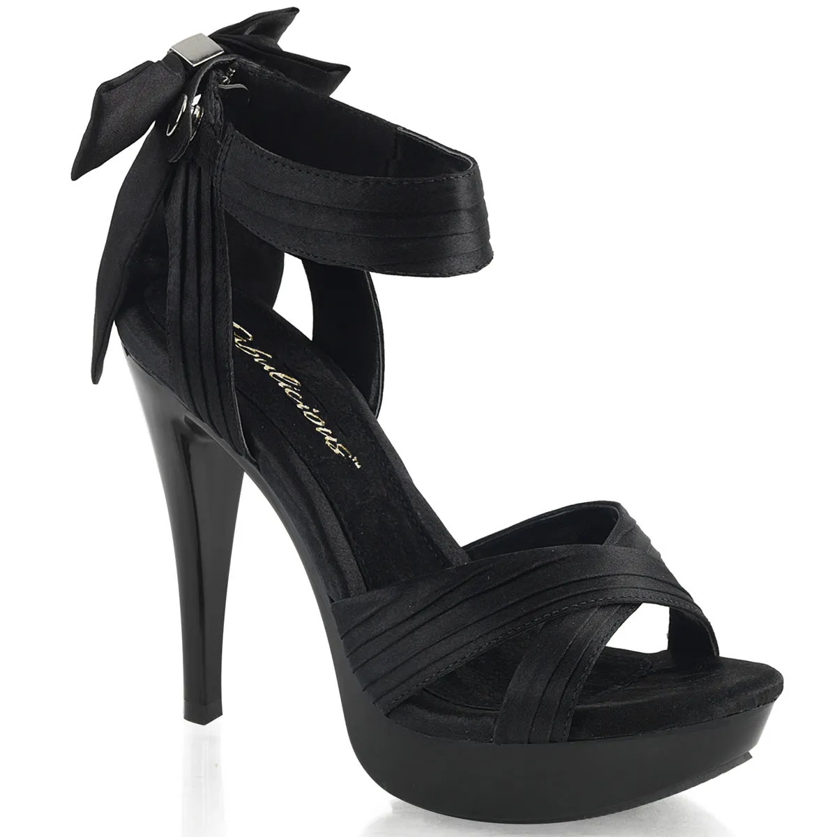 Criss Cross Pleated Straps Platform Black Sandals