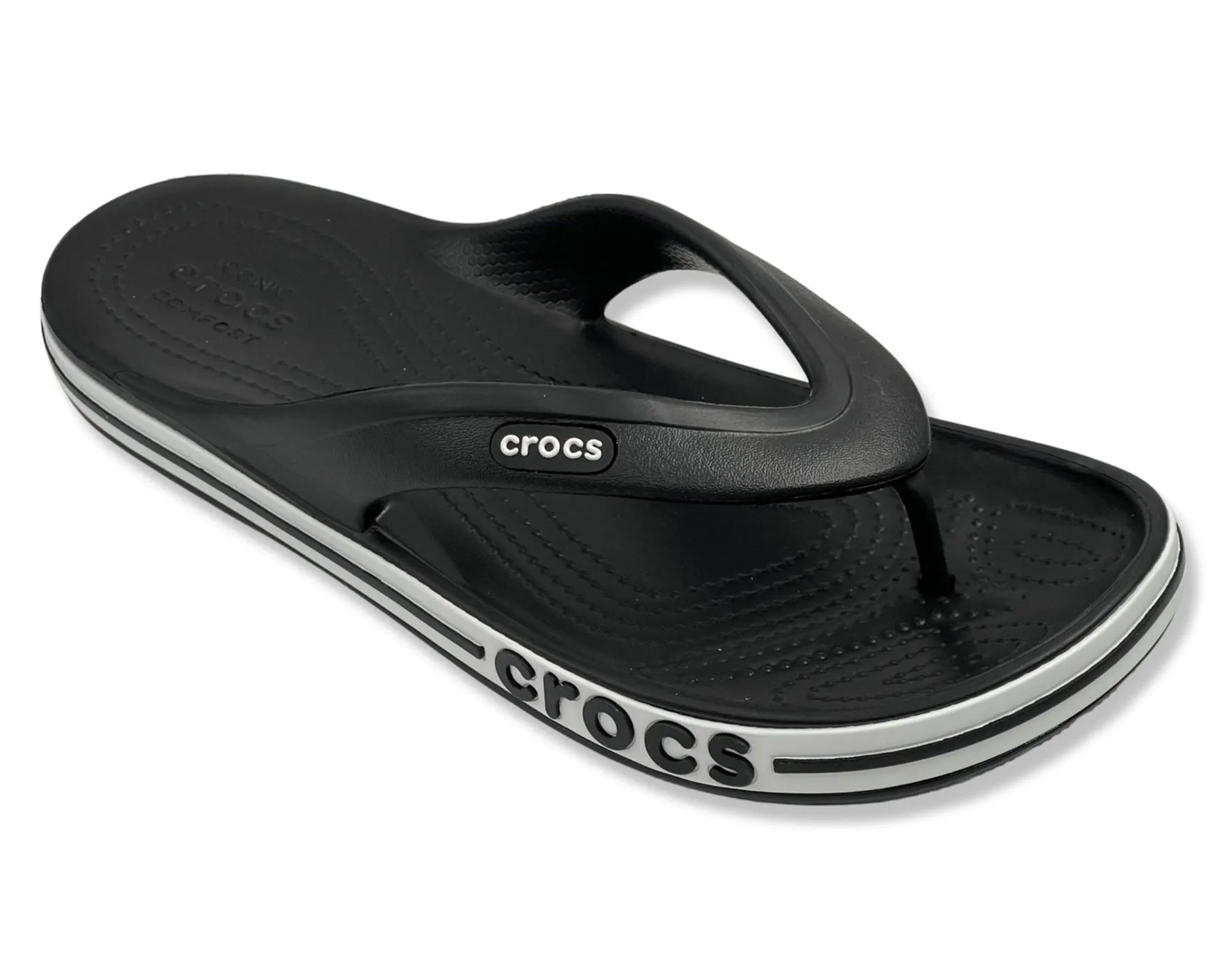 CROCS Bayaband Comfort Flip Flops In Black & White