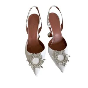 Crystal Leather Heels - 8