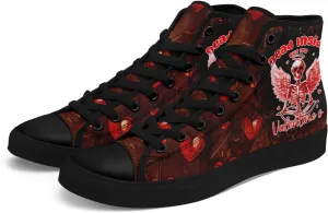 Custom Lover's Shoes for Her Him Romantic Love Design High-top Lace-up Canvas Shoes Comfort Casual Footwear Gift for Couples
