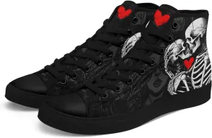 Custom Lover's Shoes for Her Him Romantic Love Design High-top Lace-up Canvas Shoes Comfort Casual Footwear Gift for Couples