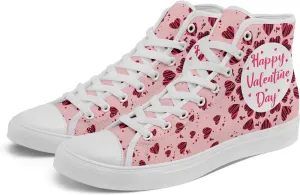 Custom Lover's Shoes for Her Him Romantic Love Design High-top Lace-up Canvas Shoes Comfort Casual Footwear Gift for Couples