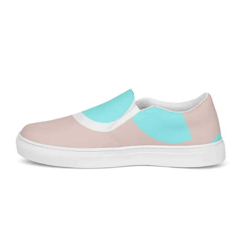 Cyan Geometric Canvas Women Slip on Shoes