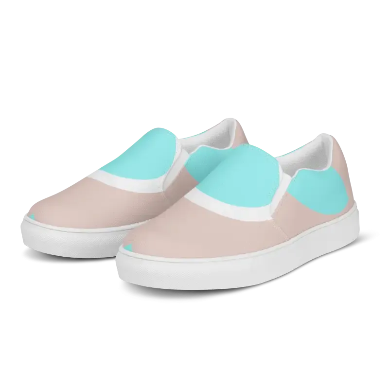 Cyan Geometric Canvas Women Slip on Shoes