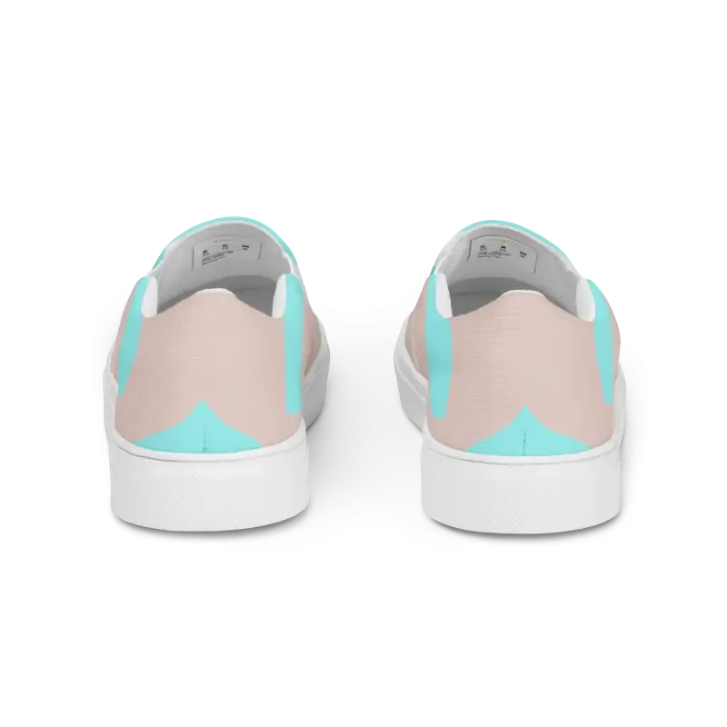 Cyan Geometric Canvas Women Slip on Shoes