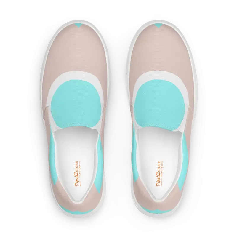 Cyan Geometric Canvas Women Slip on Shoes