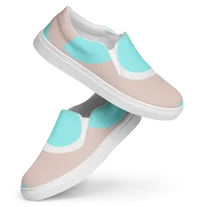 Cyan Geometric Canvas Women Slip on Shoes