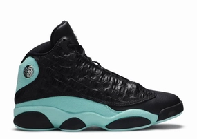 running in a suburban area shoes Jordan 13 Retro Black Island Green
