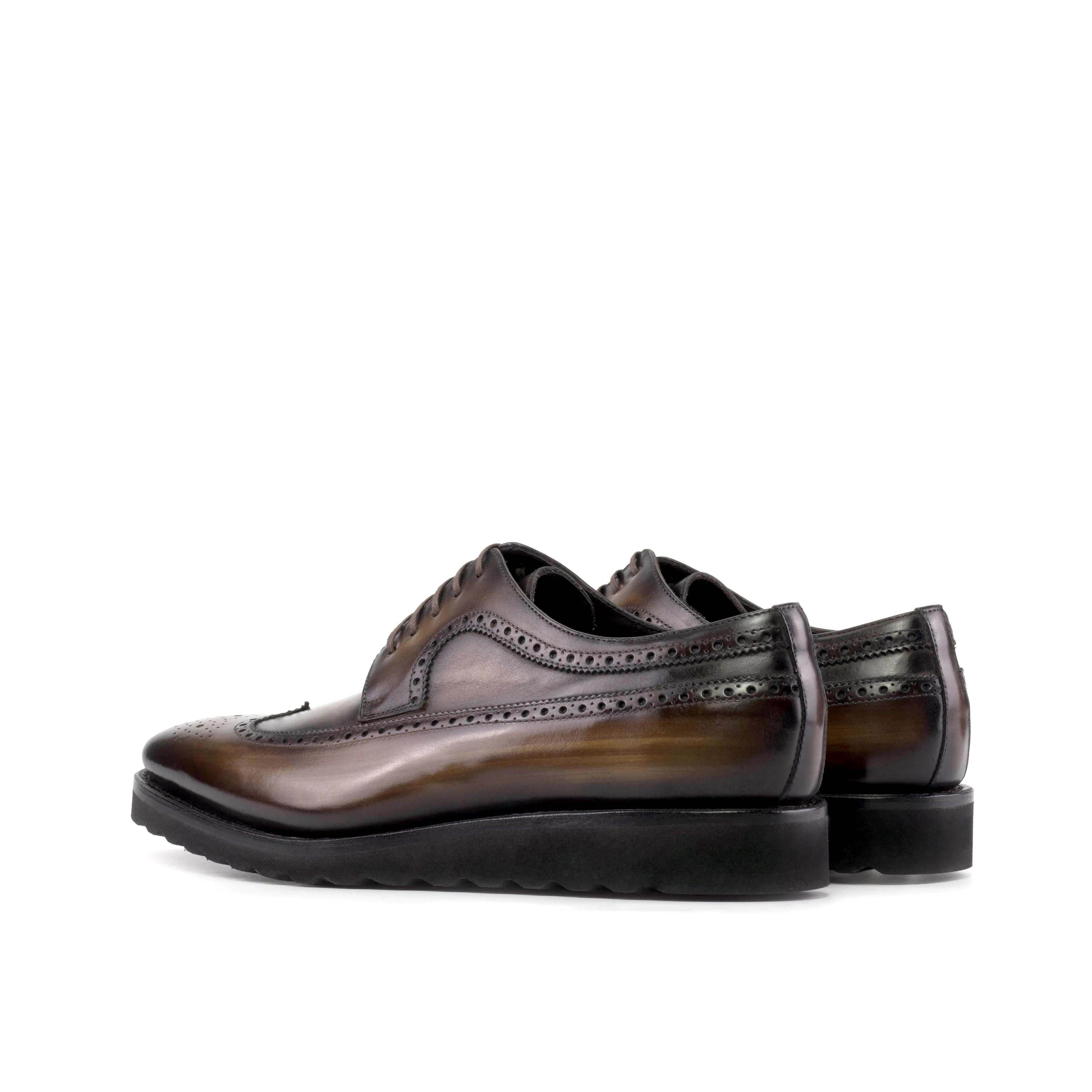 DapperFam Zephyr in Brown Men's Hand-Painted Patina Longwing Blucher