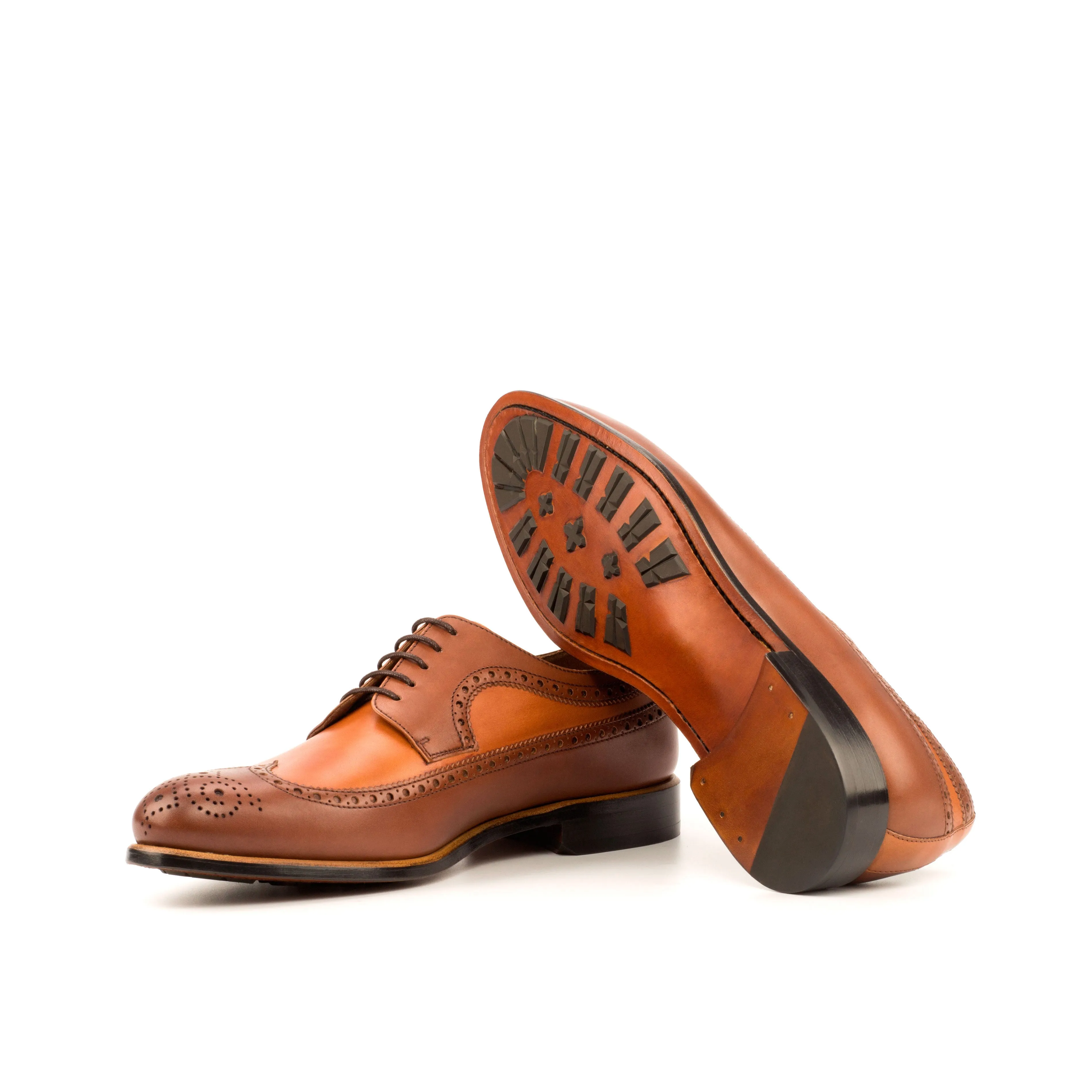 DapperFam Zephyr in Cognac / Med Brown Men's Italian Leather Longwing Blucher