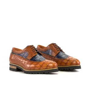 DapperFam Zephyr in Cognac / Navy Men's Italian Leather Longwing Blucher