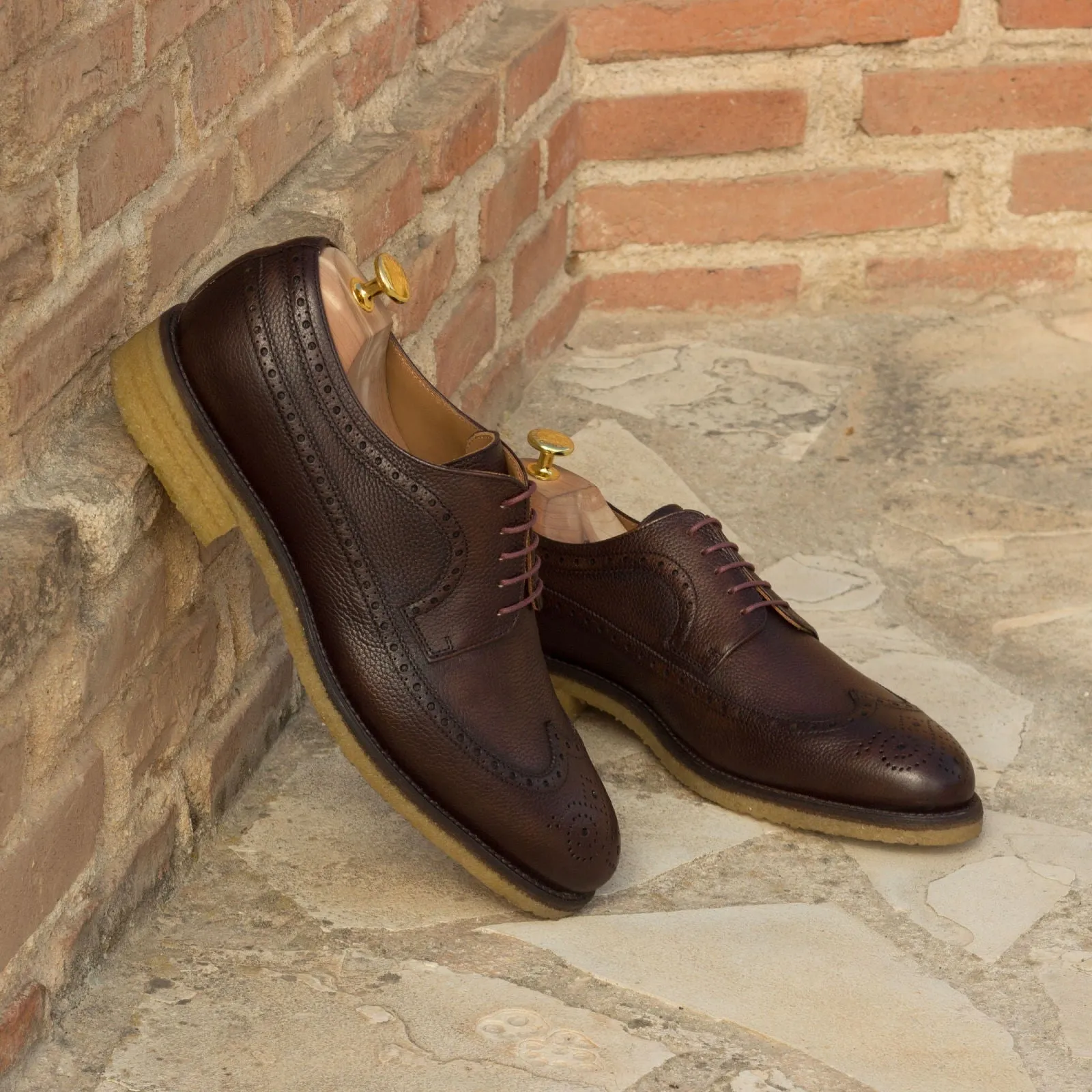 DapperFam Zephyr in Dark Brown Men's Italian Full Grain Leather Longwing Blucher