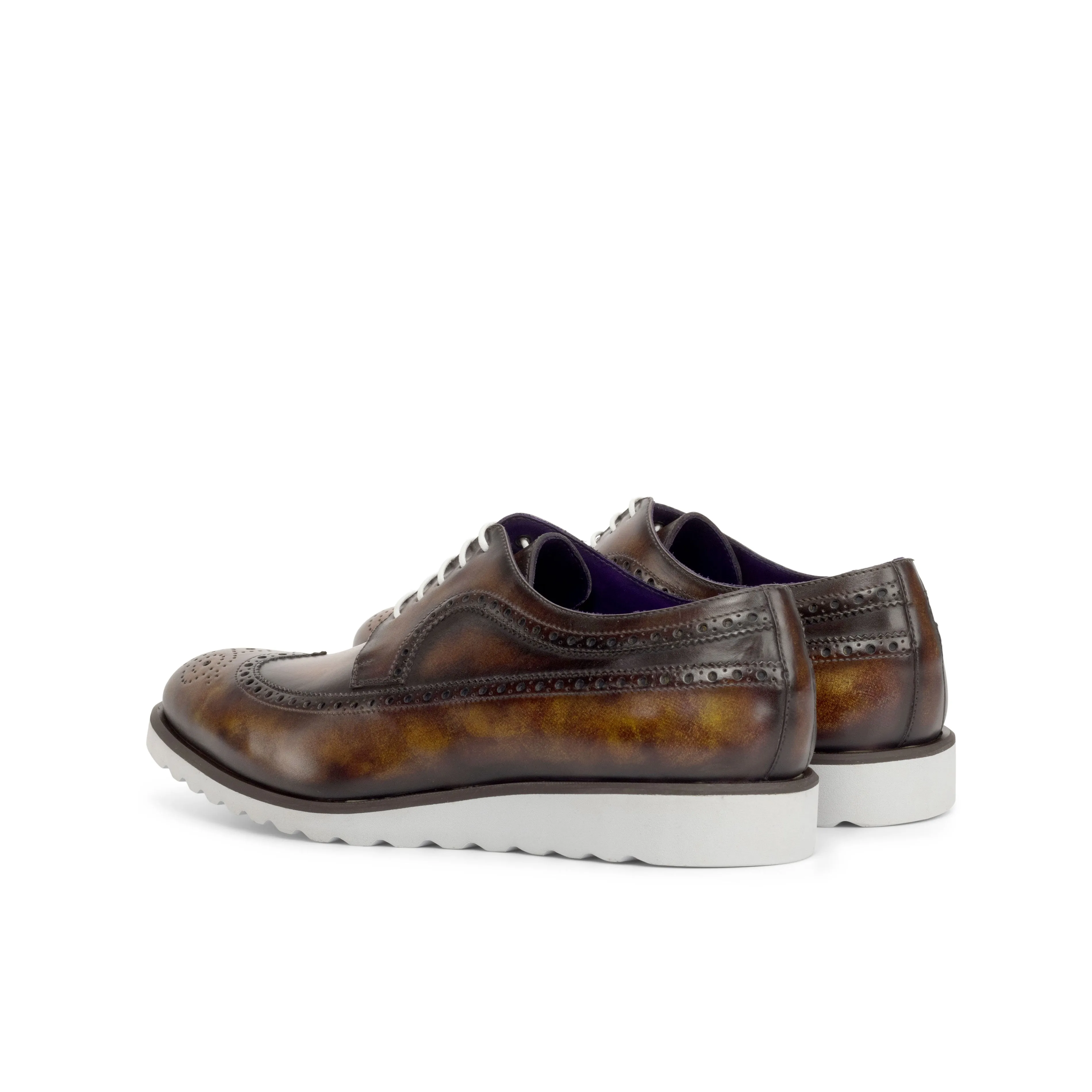 DapperFam Zephyr in Fire Men's Hand-Painted Patina Longwing Blucher