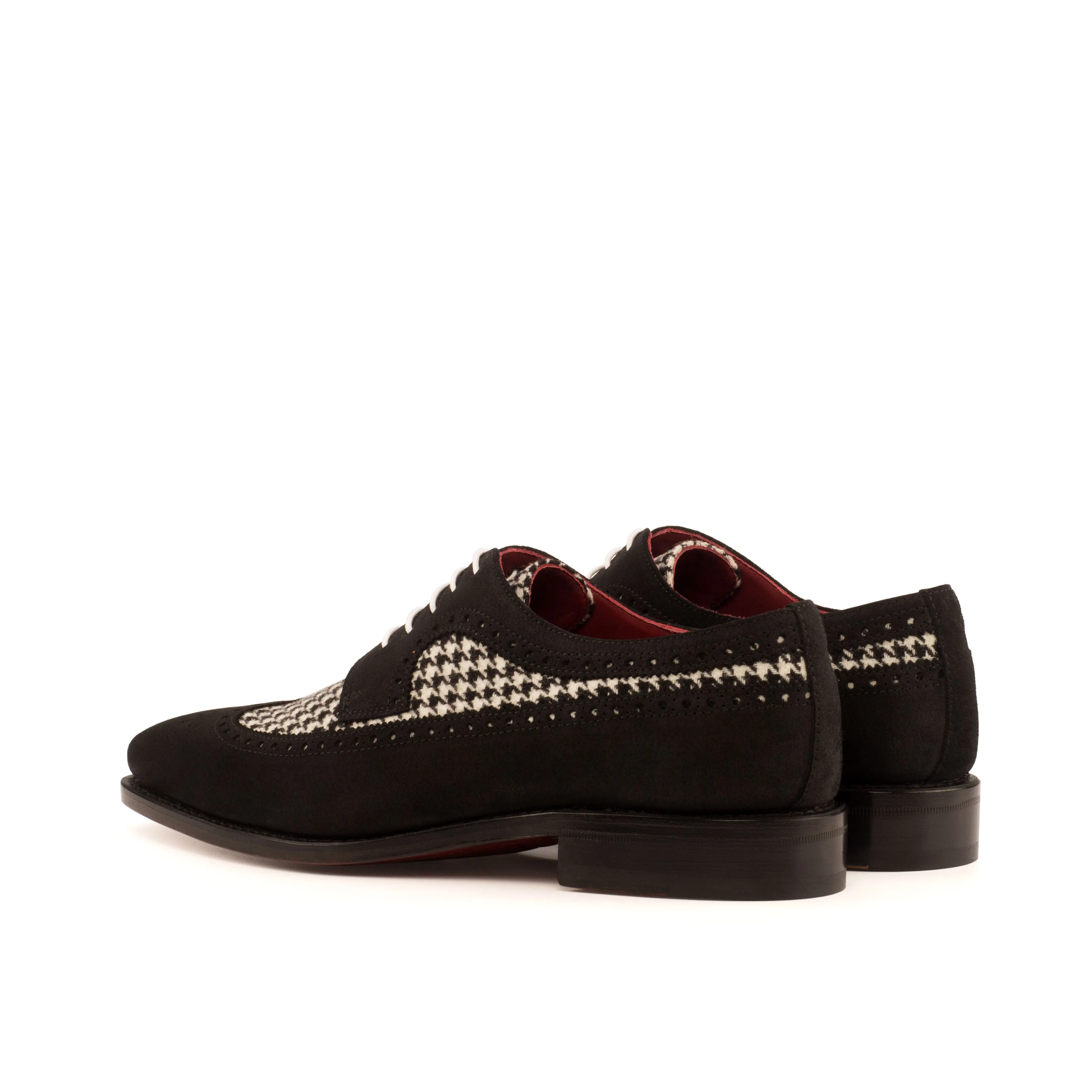 DapperFam Zephyr in Houndstooth / Black Men's Sartorial & Lux Suede Longwing Blucher