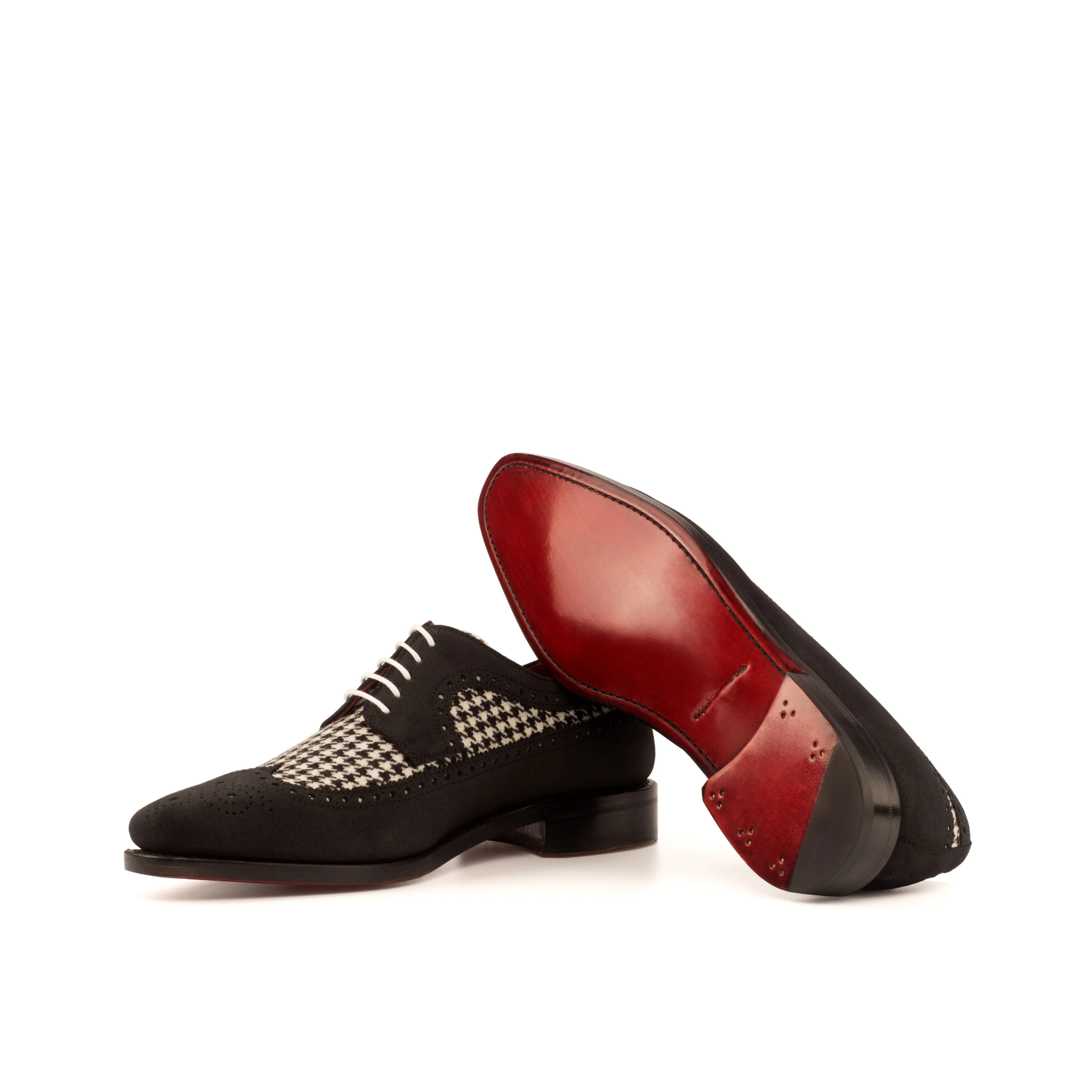 DapperFam Zephyr in Houndstooth / Black Men's Sartorial & Lux Suede Longwing Blucher