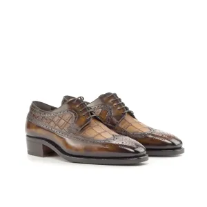 DapperFam Zephyr in Med Brown / Fire Men's Italian Hand-Painted Leather Longwing Blucher