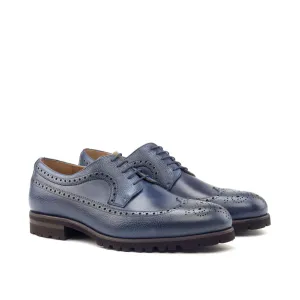 DapperFam Zephyr in Navy Men's Italian Leather & Italian Full Grain Leather Longwing Blucher
