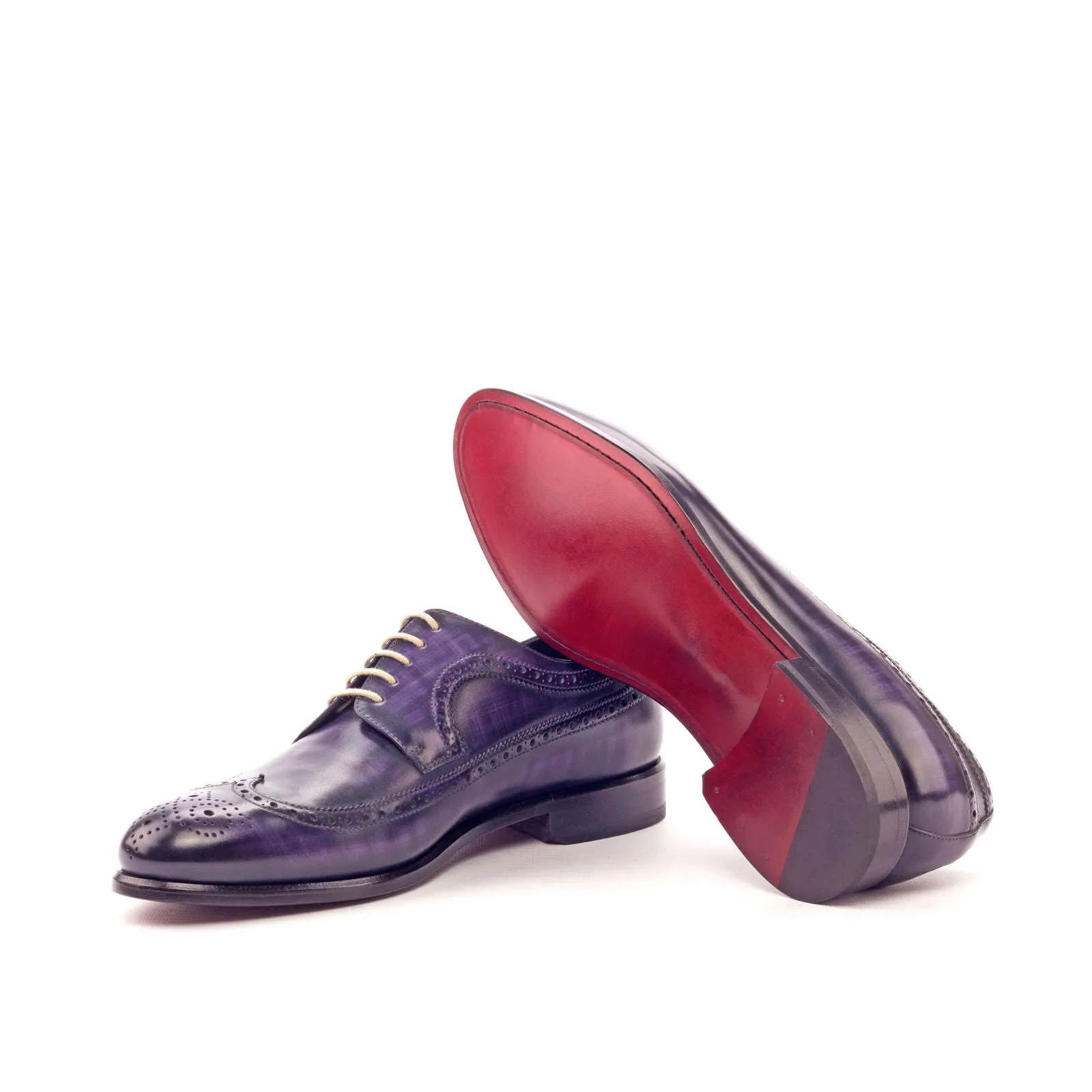 DapperFam Zephyr in Purple Men's Hand-Painted Patina Longwing Blucher
