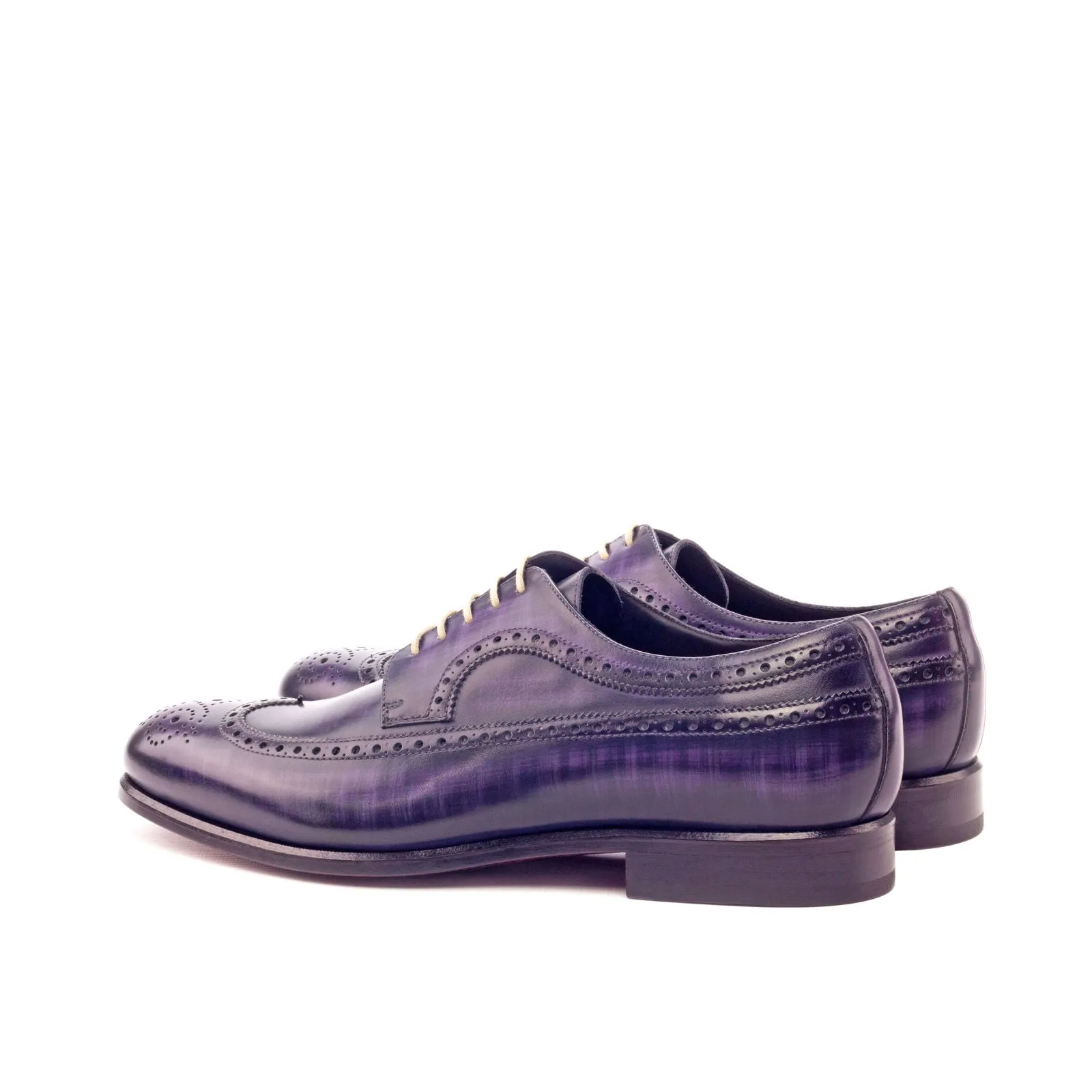 DapperFam Zephyr in Purple Men's Hand-Painted Patina Longwing Blucher