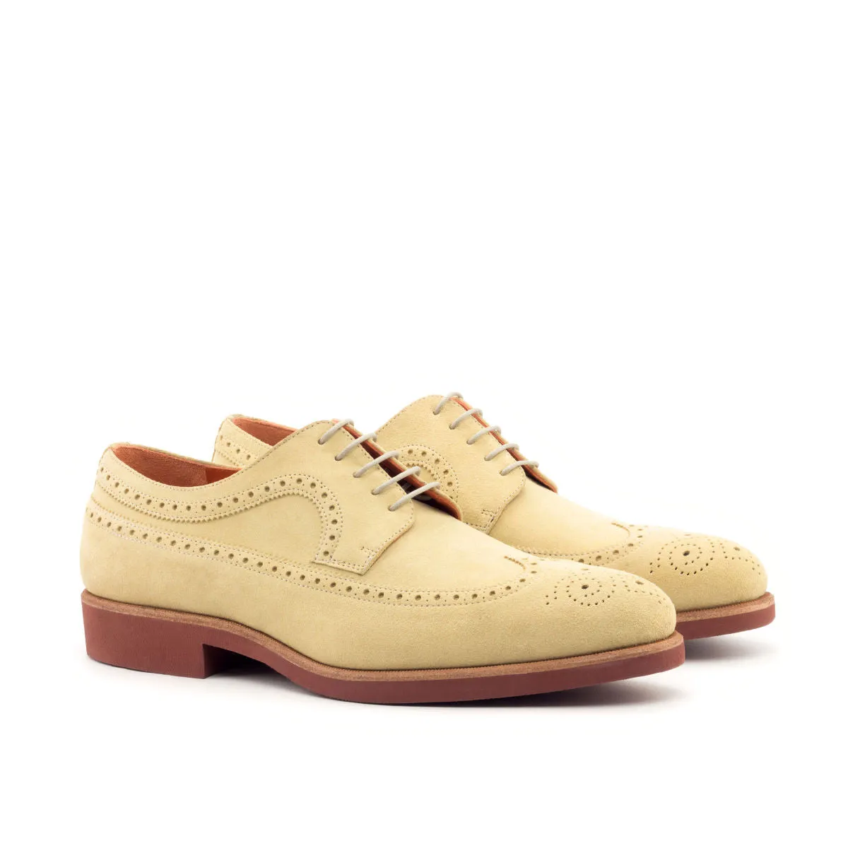 DapperFam Zephyr in Sand Men's Lux Suede Longwing Blucher