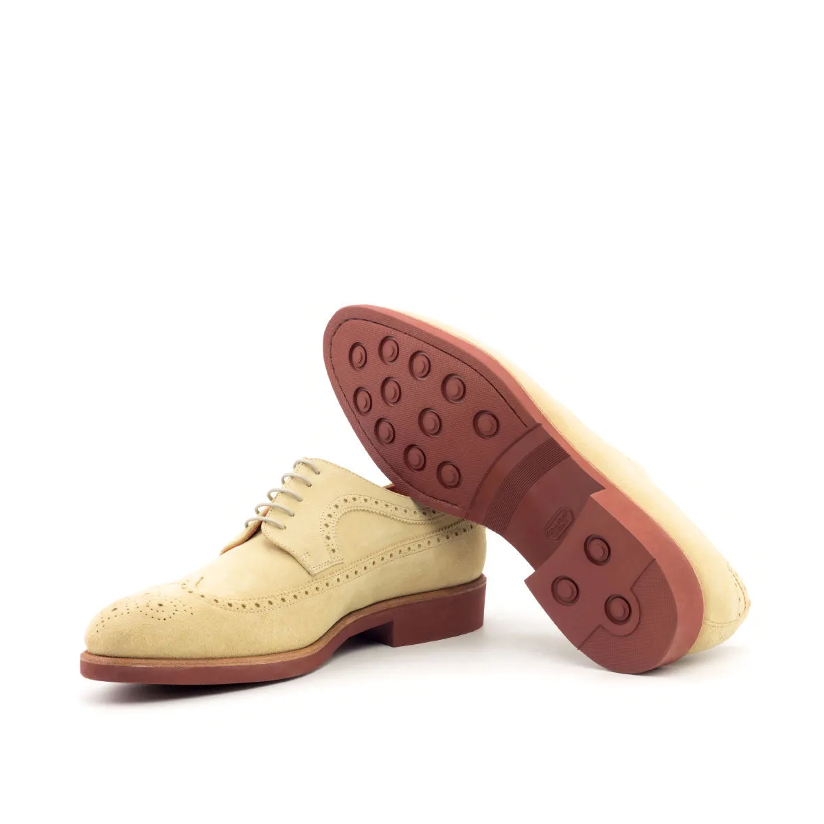 DapperFam Zephyr in Sand Men's Lux Suede Longwing Blucher