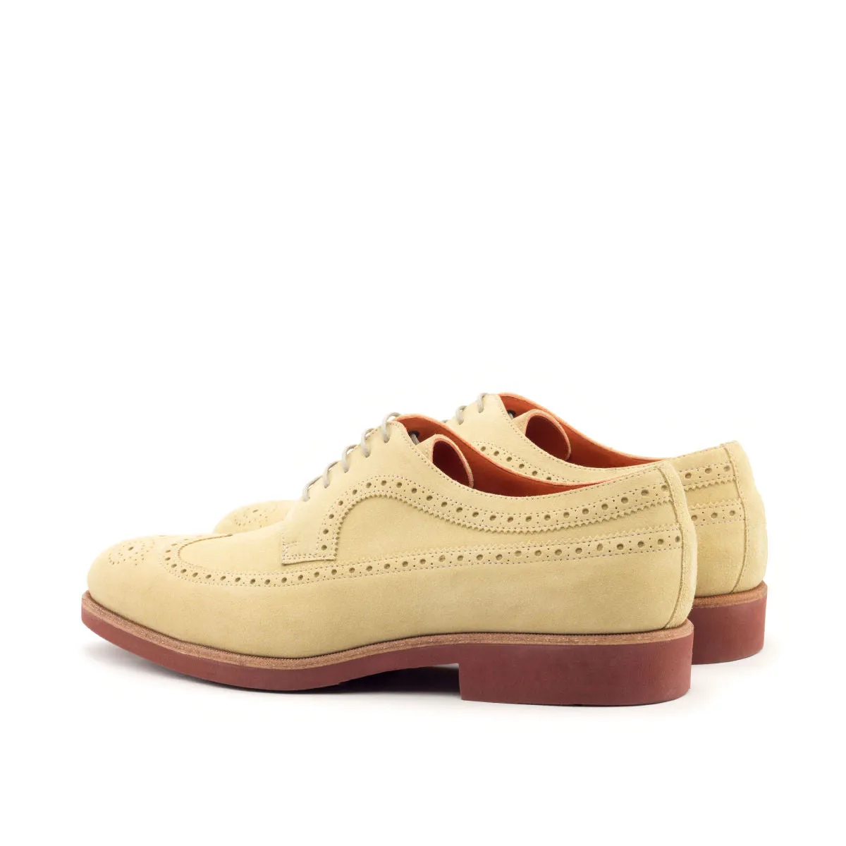 DapperFam Zephyr in Sand Men's Lux Suede Longwing Blucher