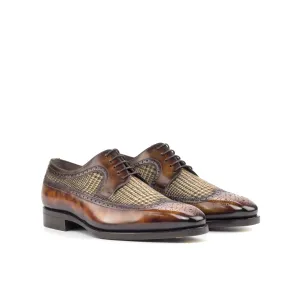 DapperFam Zephyr in Tweed / Fire Men's Sartorial & Hand-Painted Patina Longwing Blucher